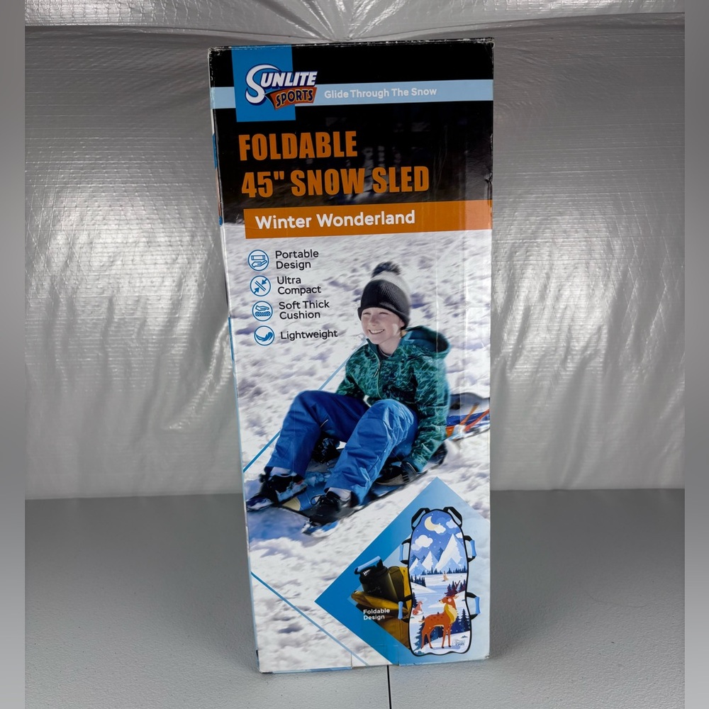 Sunlite Sports 45″ Winter Wonderland Foldable Snow Sled–Ultra Portable, 2-Rider